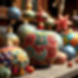Colorful handcrafted decorations showcasing unique designs