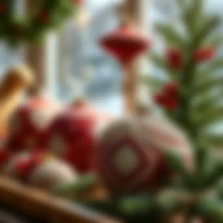 Beautifully arranged handmade ornaments displayed in a cozy setting