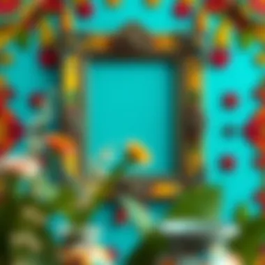 A beautifully decorated frame with vibrant colors and patterns.
