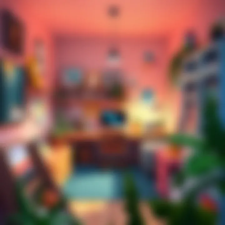 A dynamic workspace featuring energetic colors to stimulate creativity