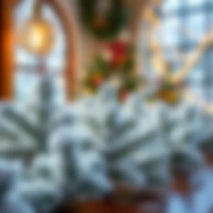 A beautiful display of artificial snow in a decorative setting