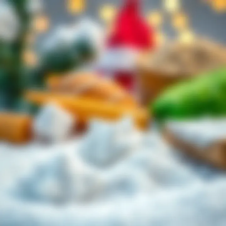 A close-up of materials used for making artificial snow