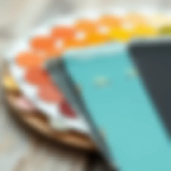 Color palette with paint samples for selection