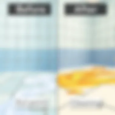 Before and after of tile cleaning showing paint removal