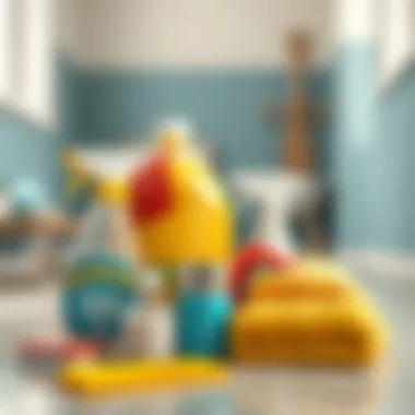 Assorted cleaning supplies for tile maintenance