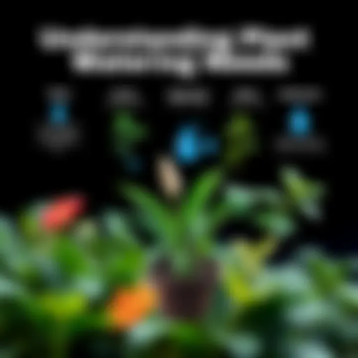 Different types of plants indicating varying water needs