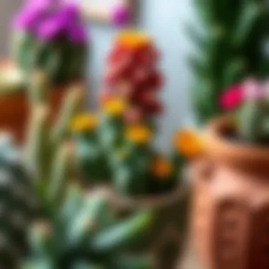 A vibrant flowering cactus in a decorative pot