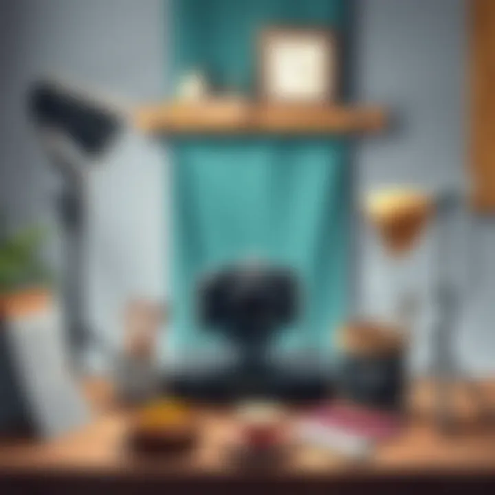 Creative photography setup with unique props