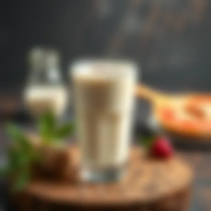 A glass of creamy, frothy kefir with a sprinkle of chia seeds on top