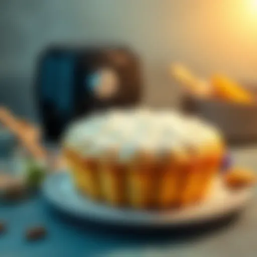 Delicious and fluffy air-fried cake ready to be enjoyed