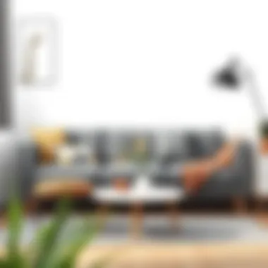 Minimalist Gray Sofa with Decorative Elements Minimalist setting with gray sofa and carefully selected decorative elements