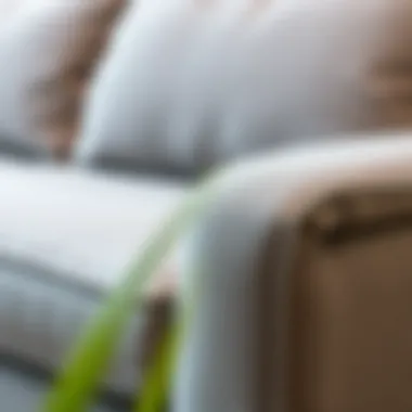 Texture Detail of Contemporary Gray Sofa Close-up of textured gray fabric on a contemporary sofa