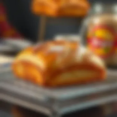 A warm loaf of freshly baked bread cooling on a rack