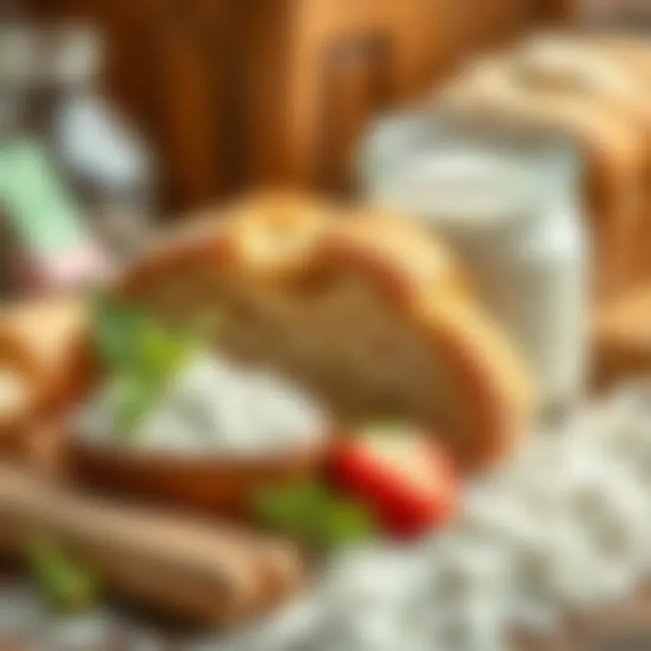 Natural ingredients for bread making including flour and yeast