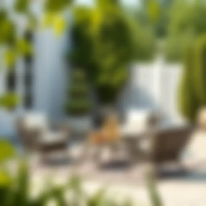 Elegant garden furniture arranged in a tranquil setting