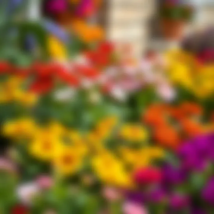 Beautifully arranged flower beds with vibrant colors