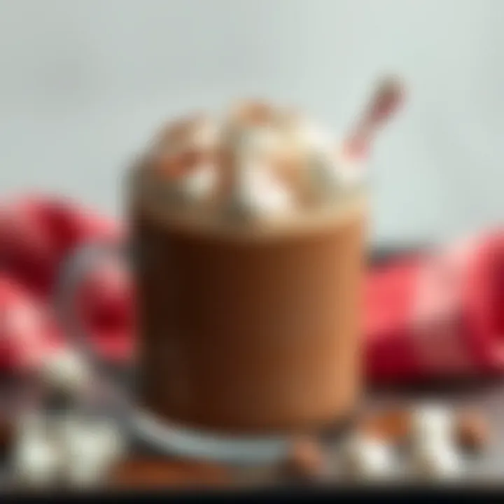Garnished hot chocolate topped with marshmallows and cocoa