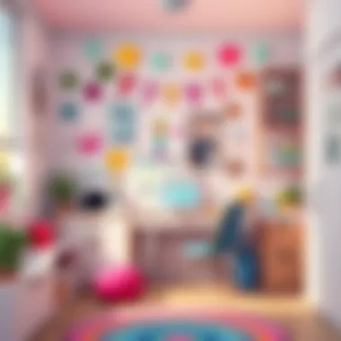 A DIY project corner in a youth room with colorful decorations