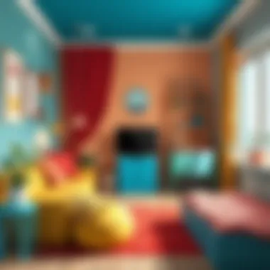A vibrant youth room showcasing a blend of colors