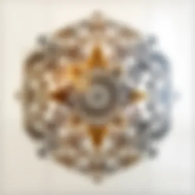 Geometric Elegance in Mirror Art Elegant geometric patterns on a reflective surface