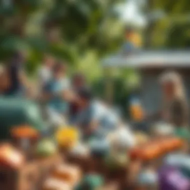 A community engaging in recycling activities.