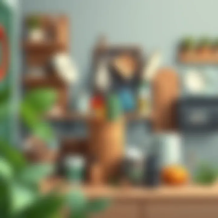 Home recycling setup with various materials