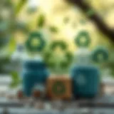 Recycling symbols with sustainability icons