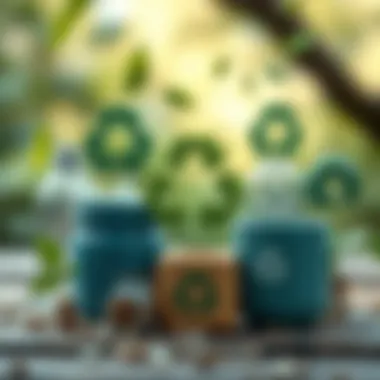 Recycling symbols with sustainability icons