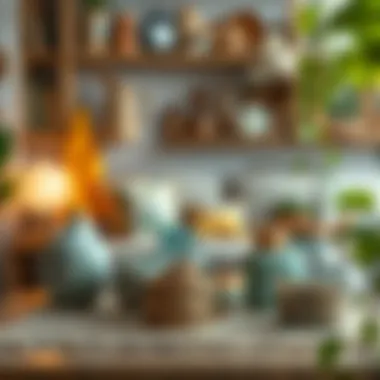 A creative project showcasing recycled items used in home decor