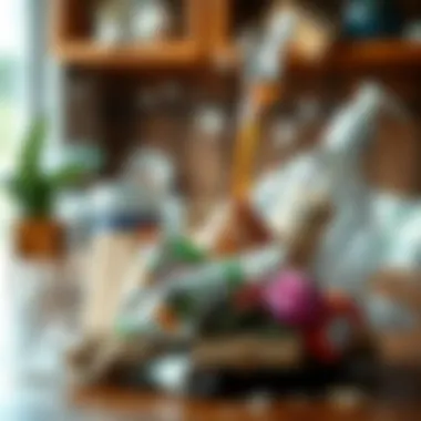 Artistic representation of recycled materials transforming into new products