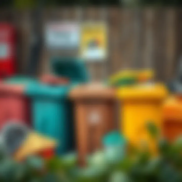 Colorful bins for waste separation