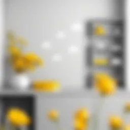 Color palette showcasing the blend of gray and yellow