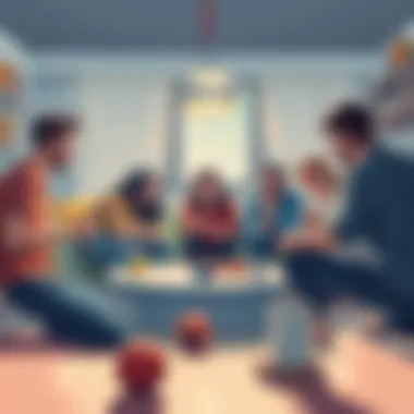 Group playing a fun indoor game