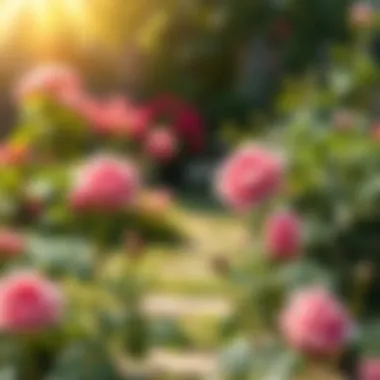 Sunlit garden space perfect for rose growth