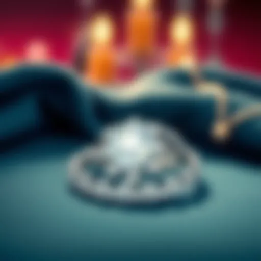 Shining silver jewelry on a velvet cloth