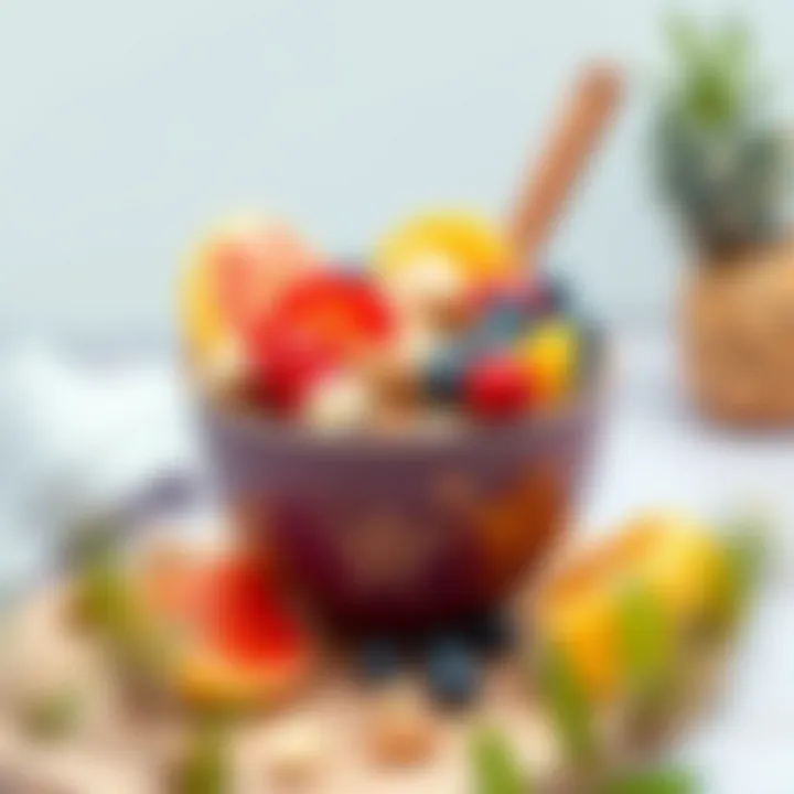 An aesthetically arranged bowl featuring colorful fruits and nuts, perfect for a nutritious breakfast.