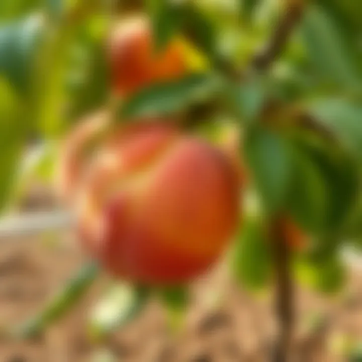 Healthy peach tree in a garden