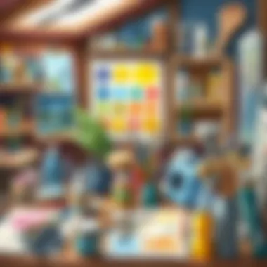 Exploring Creativity in Art An artistic workspace showcasing various supplies for painting and crafts