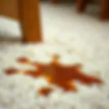 A close-up of coffee stain on a carpet