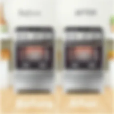 Before and after comparison of inox stove cleaning