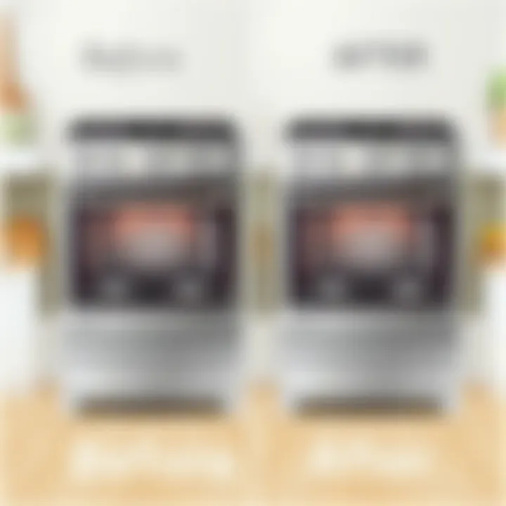 Before and after comparison of inox stove cleaning