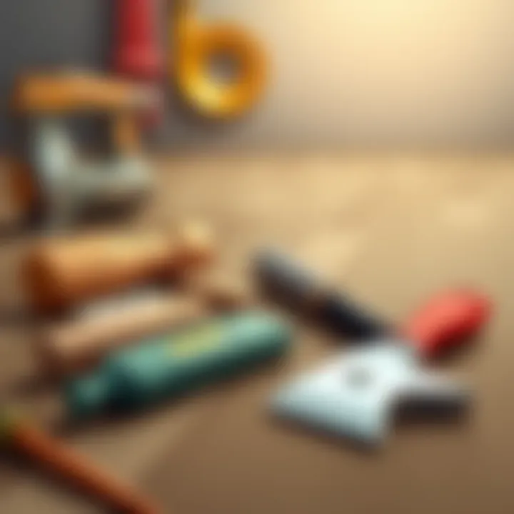 Tools and materials essential for laminate flooring installation.