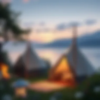 Cozy Tents by the Scenic Lake in Izmir Cozy tents set up near a scenic lake in Izmir