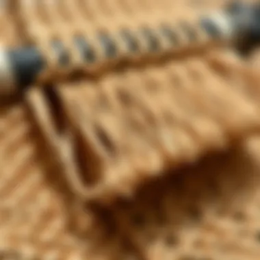 A detailed view of the weaving technique used in bag making
