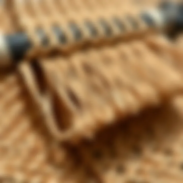 A detailed view of the weaving technique used in bag making