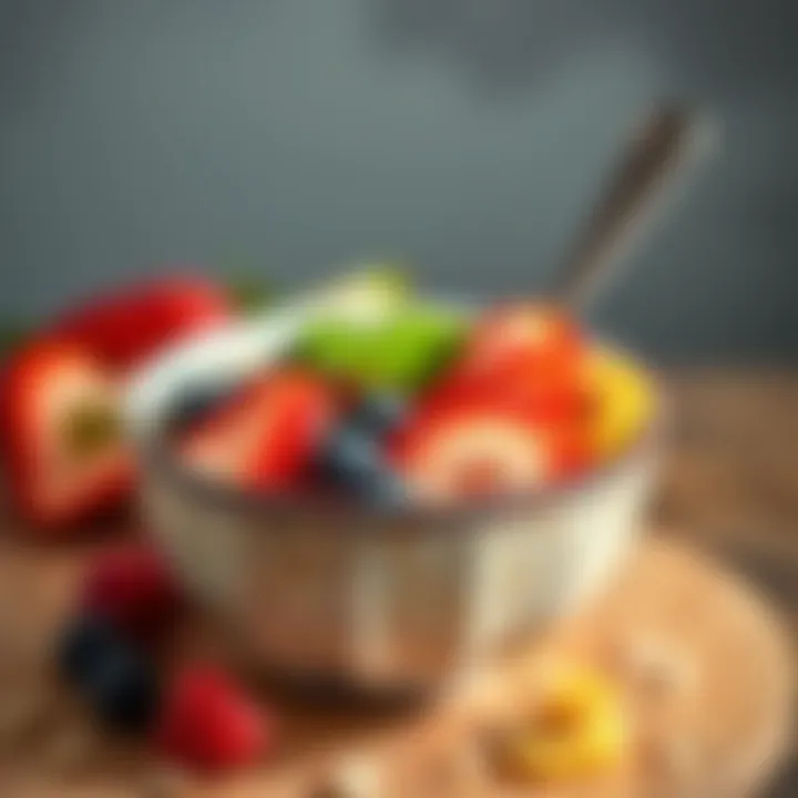 Nutritious Oats Bowl with Sliced Fruits Wholesome breakfast bowl featuring oats and sliced fruits