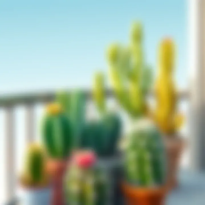 Exploring Cactus Varieties for Balconies Various types of cacti on a balcony