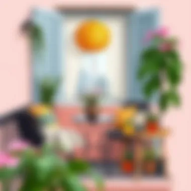 Chic and Colorful Balcony Decor Chic balcony with vibrant colors and textured materials