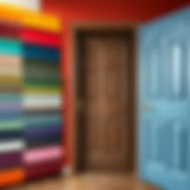 A range of color swatches for door painting options.