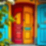 A beautifully painted door showcasing vibrant colors and textures.